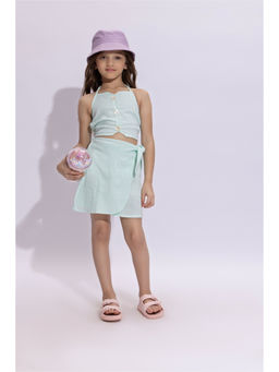 Taffy - Green Halter Neck Crop Top & Skirt