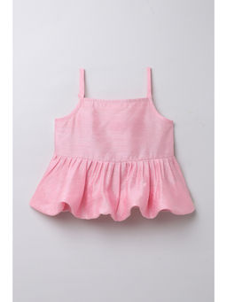 Taffy - Pink Sleeveless Bubble Hem Peplum Top