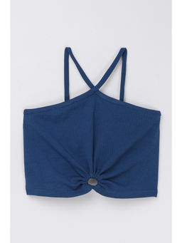 Taffy - Teal Halter Neck Cut Out Crop Top