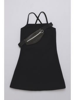 Taffy - Black Aline Dress with Printed Bag