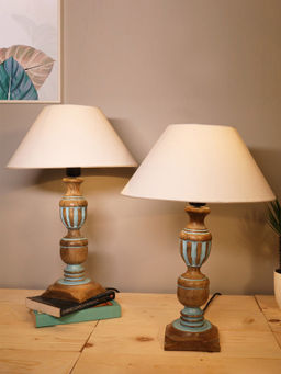 Homesake - Table Lamp 2Pcs Cubist Distressed Blue Cone