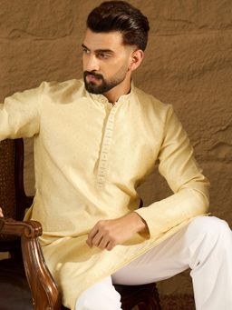 ETHNIC BAY - Men's Cream Silk Blend Straight Kurta