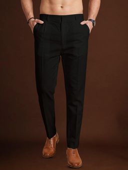 ETHNIC BAY - Men Black Modal Solid Straight Trouser