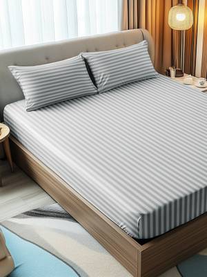 Buy Story Home 300 TC Stripes Microfiber Fitted Bedsheet With 2 Pillow Buy Story Home 300 TC Stripes Microfiber Fitted Bedsheet With 2 Pillow