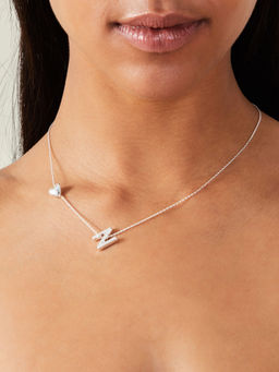 Accessorize London - Women Heart Initial Silver (N) Pendant Necklace