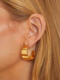 Accessorize London - Women 14K Gold-Plated Waterproof Stainless Steel Chunky Hoop Earrings (L)