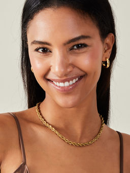 Accessorize London - Women 14K Gold-Plated Waterproof Stainless Steel Chunky Rope Chain Necklace (L)