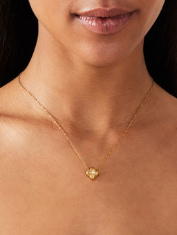 Accessorize London - Women 14K Gold-Plated Waterproof Stainless Steel Clover Pendant Necklace (L)
