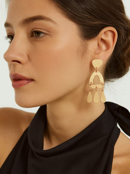Accessorize London - Women Gold Textured Triple Drop Earrings