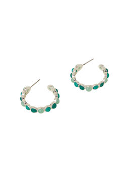 Accessorize London - Women Silver Stone Hoop Earrings