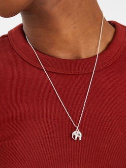 Accessorize London - Women Sterling Silver-Plated Elephant Pendant Necklace (L)