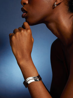 Accessorize London - Women Sterling Silver-Plated Wave Cuff Bracelet (L)