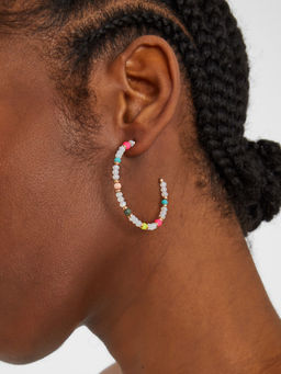 Accessorize London - Women Multi Mix Beaded Hoop Earrings