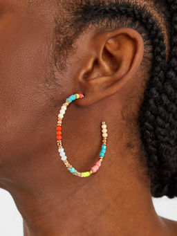 Accessorize London - Women Multi Beaded Hoop Earrings