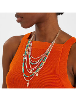 Accessorize London - Women Multi-Color Bead Charm Layered Necklace
