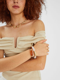 Accessorize London - Women Chunky Multi Resin Stretch Bracelets Set of 2