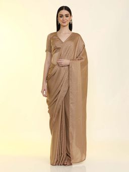 Jaipur Kurti - Ready To Wear Silk Saree Beige with Unstitched Blouse
