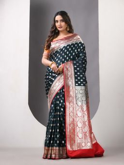 CHARUKRITI - Katan Silk Banarasi Zari Saree with Unstitched Blouse