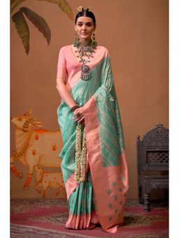 SGF11 - Blue Womens Kanjivaram Soft Silk Saree with Unstitched Blouse