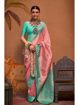 SGF11 - Peach Womens Kanjivaram Soft Silk Saree with Unstitched Blouse