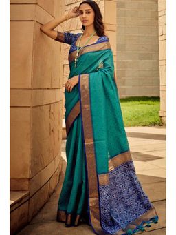 SGF11 - Rama Blue Womens Kanjivaram Soft Silk Saree with Unstitched Blouse