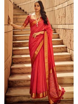SGF11 - Red Womens Kanjivaram Soft Silk Saree with Unstitched Blouse