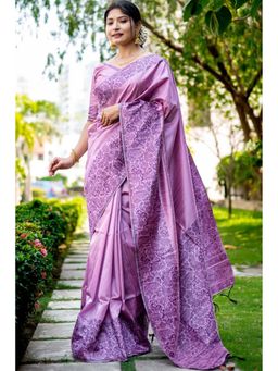SGF11 - Lavender Womens Kanjivaram Soft Silk Saree with Unstitched Blouse