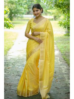 SGF11 - Yellow Womens Kanjivaram Soft Silk Saree with Unstitched Blouse