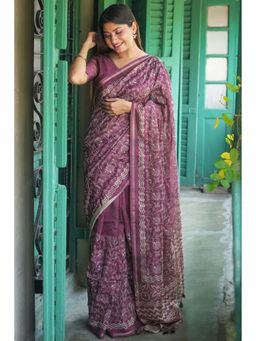 SGF11 - Wine Womens Kanjivaram Tussar Soft Silk Saree with Unstitched Blouse