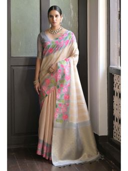 SGF11 - Grey Womens Kanjivaram Soft Silk Saree with Unstitched Blouse