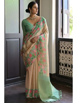 SGF11 - Light Green Womens Kanjivaram Soft Silk Saree with Unstitched Blouse