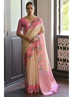 SGF11 - Pink Womens Kanjivaram Soft Silk Saree with Unstitched Blouse