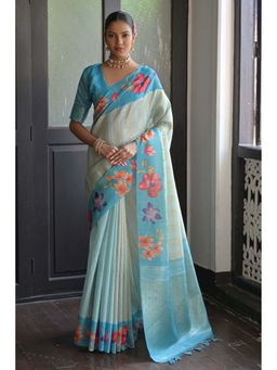 SGF11 - Light Blue Womens Kanjivaram Soft Silk Saree with Unstitched Blouse