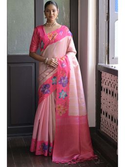 SGF11 - Pink Womens Kanjivaram Soft Silk Saree with Unstitched Blouse