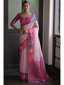 SGF11 - Purple Womens Kanjivaram Soft Silk Saree with Unstitched Blouse