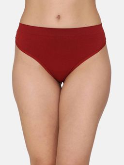 Zivame - Medium Rise Seamless Thong - Red