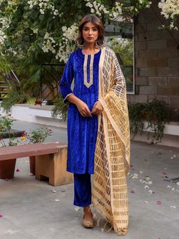 Bud & Tulip - Neel Kamal Blue Kurta 1Pant Dupatta (Set of 3)