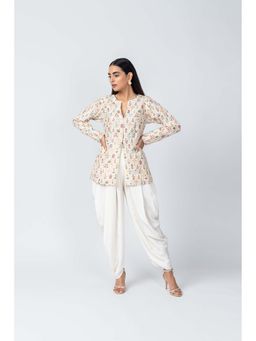LABEL NAARITI - Mirza Ivory Top with Dhoti Pant (Set of 2)