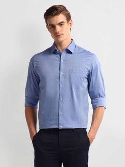 Arrow - Navy Blue Slim Fit Long Sleeve Shirt