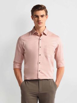 Arrow - Peach Self Design Slim Fit Shirt
