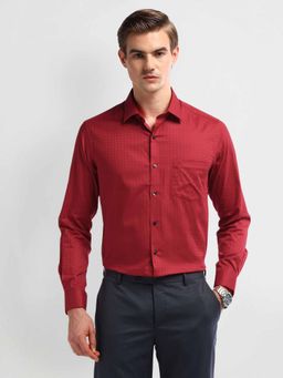 Arrow - Red Cutaway Collar Cotton Checks Shirt
