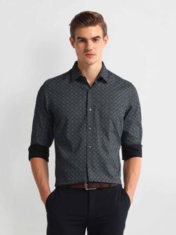 Arrow - Green Cutaway Collar Slim Fit Floral Shirt