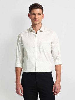 Arrow - Off White Manhattan Slim Cotton Polka Dots Shirt