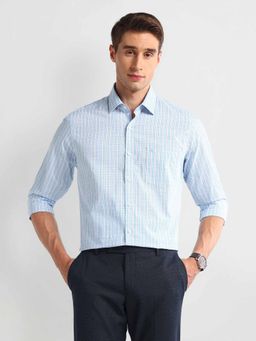 Arrow - Blue Manhattan Slim Cotton Checks Shirt