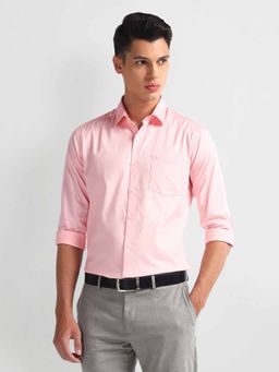 Arrow - Pink Manhattan Slim Cotton Textured Shirt