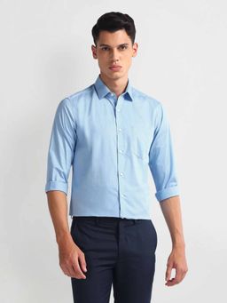 Arrow - Blue Manhattan Slim Cotton Textured Shirt