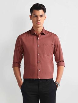 Arrow - Red Manhattan Slim Cotton Textured Shirt