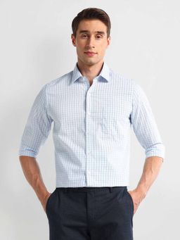 Arrow - Blue Manhattan Slim Cotton Checks Shirt