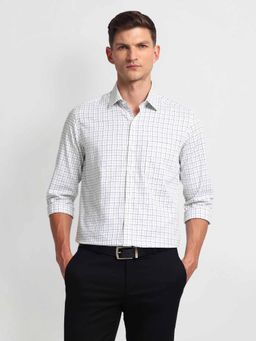 Arrow - Grey Manhattan Slim Cotton Checks Shirt