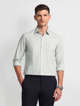 Arrow - Green Manhattan Slim Cotton Checks Shirt